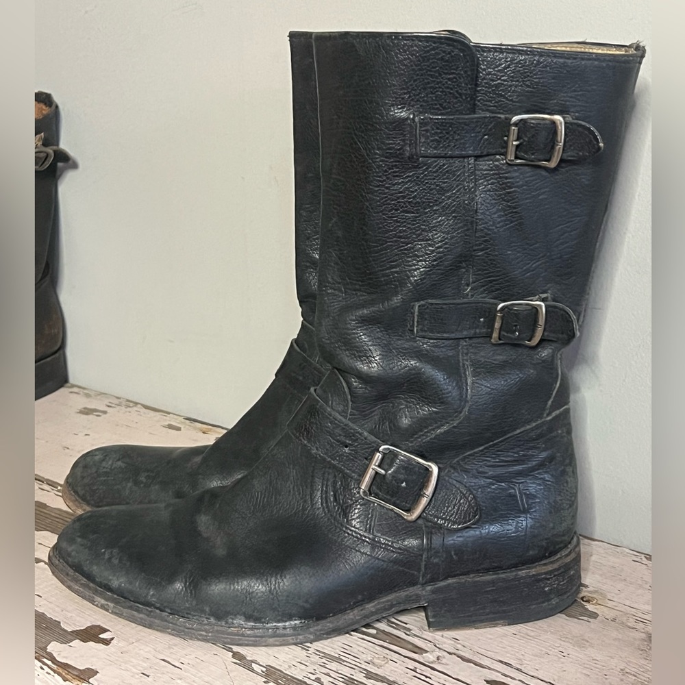 Frye Jayden Black Leather Moto Mid Boot 9.5 / 9